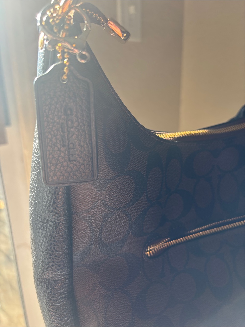 Coach Brown Signature Crescent Hobo with Gold Hardware - Coach - Picture 3 of 4